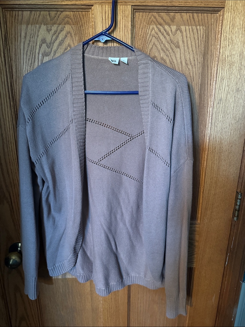 tentree Open-Front Taupe Cardigan with Pointelle Detail